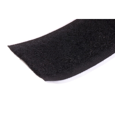 RS PRO Black Hook & Loop Tape, 20mm x 5m