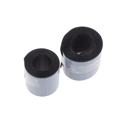 RS PRO Black Hook & Loop Tape, 50mm x 1m
