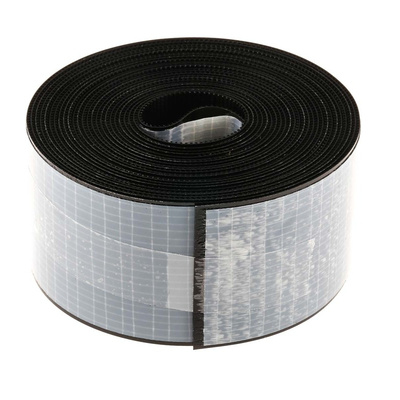 RS PRO Black Hook & Loop Tape, 50mm x 5m
