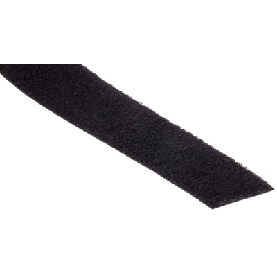 RS PRO Black Hook & Loop Tape, 20mm x 10m