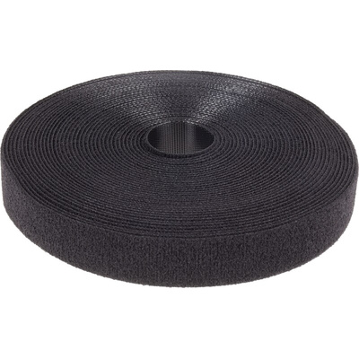 RS PRO Black Hook & Loop Tape, 20mm x 10m