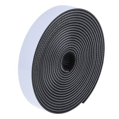 RS PRO Black Hook & Loop Tape, 25mm x 5m