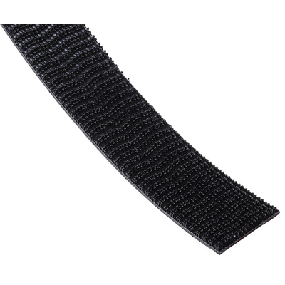 RS PRO Black Hook & Loop Tape, 25mm x 5m