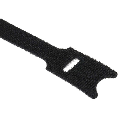 RS PRO Black Hook & Loop Tape, 20mm x 200mm