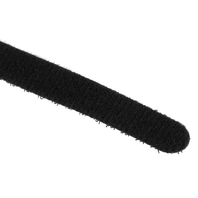 RS PRO Black Hook & Loop Tape, 20mm x 200mm
