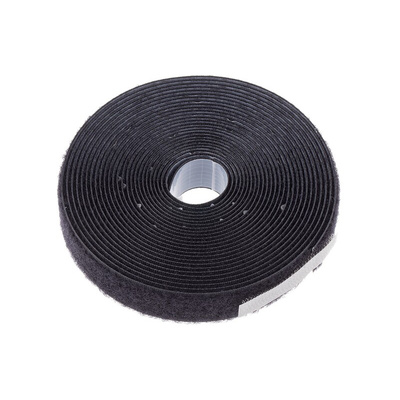 RS PRO Black Hook & Loop Tape, 20mm x 5m
