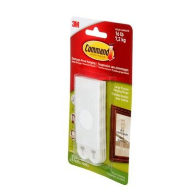 3M Adhesive White Hook & Loop Tape, 19mm x 92.7mm