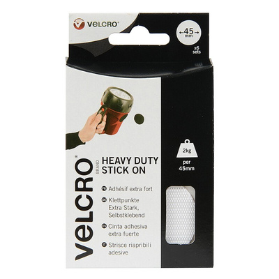 Velcro White Hook & Loop Tape, 45mm x 45mm