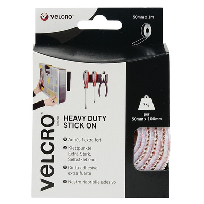 Velcro White Hook & Loop Tape, 50mm x 1m