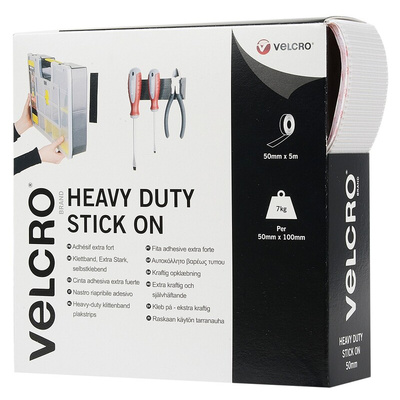 Velcro White Hook & Loop Tape, 50mm x 5m