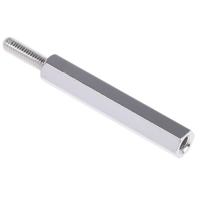 RS PRO Standoff, M3 x M3 Thread, 30mm Body, Brass, Male/Female, 10mm Stud
