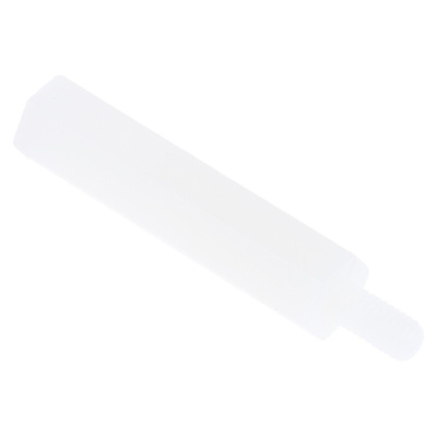 RS PRO Standoff, M3 x M3 Thread, 25mm Body, Nylon, Male/Female, 6mm Stud