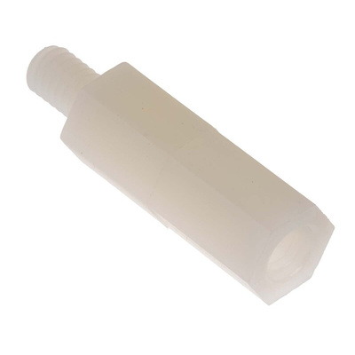 RS PRO Standoff, M4 x M4 Thread, 19mm Body, Nylon, Male/Female, 6mm Stud