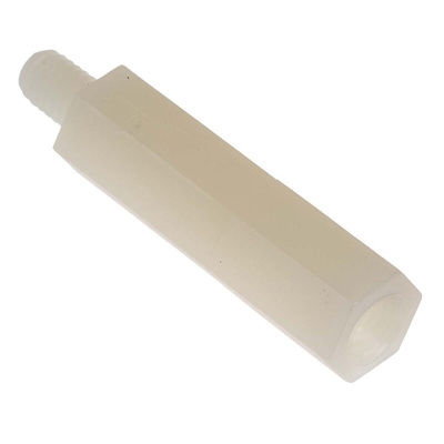 RS PRO Standoff, M4 x M4 Thread, 25mm Body, Nylon, Male/Female, 6mm Stud