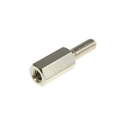 Essentra Standoff, M3 x M3 Thread, 10mm Body, Brass, Male/Female, 8mm Stud