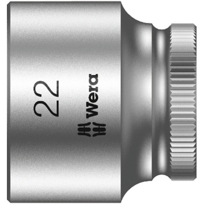 Wera 22mm Hex Socket With 3/8 in Drive , Length 30 mm