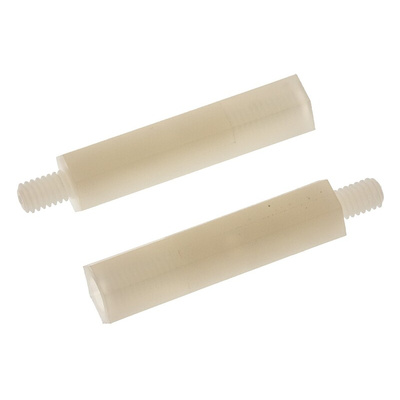 RS PRO Standoff, M4 x M4 Thread, 30mm Body, Nylon 66, Male/Female, 6mm Stud