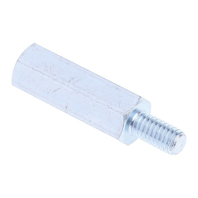 RS PRO Standoff, M4 x M4 Thread, 20mm Body, Steel, Male/Female, 8mm Stud