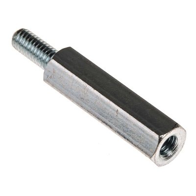 RS PRO Standoff, M4 x M4 Thread, 25mm Body, Steel, Male/Female, 10mm Stud