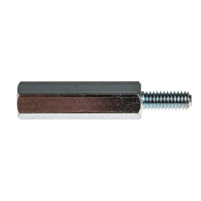 RS PRO Standoff, M4 x M4 Thread, 25mm Body, Steel, Male/Female, 10mm Stud