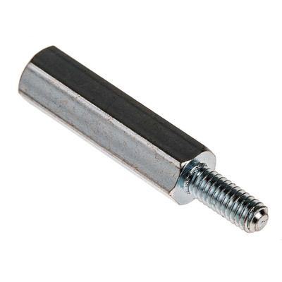 RS PRO Standoff, M4 x M4 Thread, 25mm Body, Steel, Male/Female, 10mm Stud