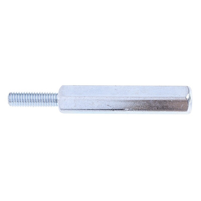 RS PRO Standoff, M3 x M3 Thread, 25mm Body, Steel, Male/Female, 10mm Stud