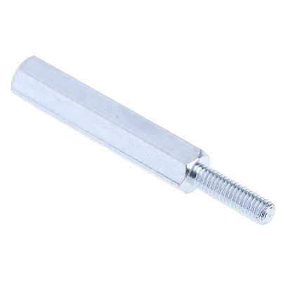 RS PRO Standoff, M3 x M3 Thread, 25mm Body, Steel, Male/Female, 10mm Stud