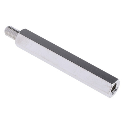 RS PRO Standoff, M5 x M5 Thread, 50mm Body, Brass, Male/Female, 8mm Stud