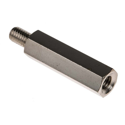 RS PRO Standoff, M6 x M6 Thread, 35mm Body, Steel, Male/Female, 10mm Stud