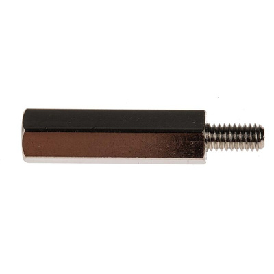 RS PRO Standoff, M4 x M4 Thread, 25mm Body, Brass, Male/Female, 8mm Stud