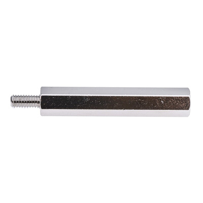 RS PRO Standoff, M4 x M4 Thread, 40mm Body, Brass, Male/Female, 8mm Stud