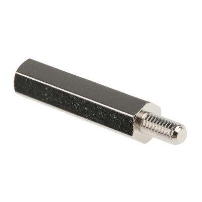 RS PRO Standoff, M4 x M4 Thread, 30mm Body, Brass, Male/Female, 8mm Stud