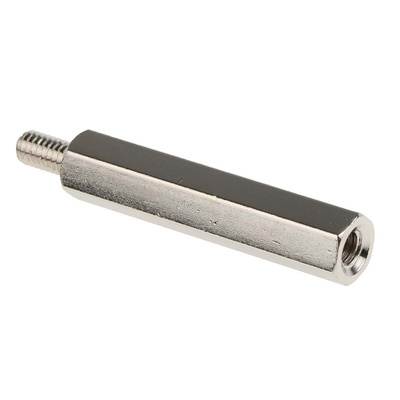 RS PRO Standoff, M4 x M4 Thread, 35mm Body, Brass, Male/Female, 8mm Stud