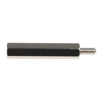 RS PRO Standoff, M4 x M4 Thread, 35mm Body, Brass, Male/Female, 8mm Stud
