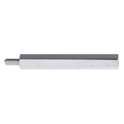 RS PRO Standoff, M4 x M4 Thread, 50mm Body, Brass, Male/Female, 8mm Stud