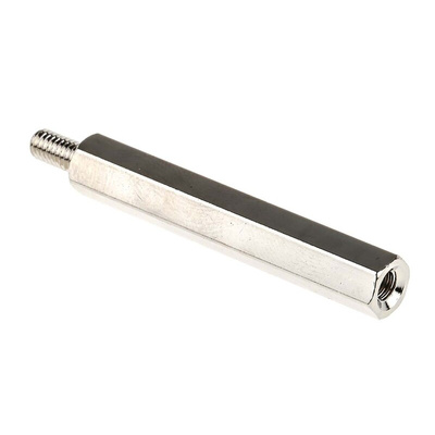 RS PRO Standoff, M4 x M4 Thread, 45mm Body, Brass, Male/Female, 8mm Stud