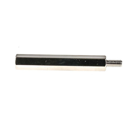 RS PRO Standoff, M4 x M4 Thread, 45mm Body, Brass, Male/Female, 8mm Stud