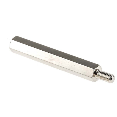 RS PRO Standoff, M4 x M4 Thread, 45mm Body, Brass, Male/Female, 8mm Stud