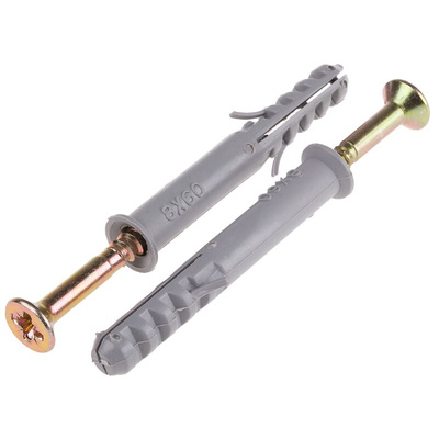 RS PRO Nylon Frame Fixings, fixing hole diameter 8mm, length 60mm