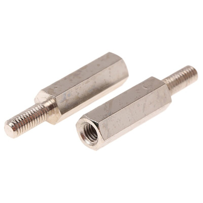 Essentra Standoff, M3 x M3 Thread, 15mm Body, Brass, Male/Female, 8mm Stud