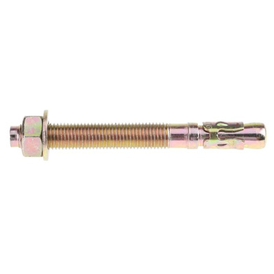 RS PRO Bright Zinc Plated Through Bolt 10mm x 90mm, 12mm Fixing Hole