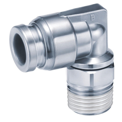 SMC Threaded-to-Tube Elbow Connector R 1/8 to Push In 8 mm, KQG2 Series, 1 MPa