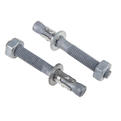 RS PRO Carbon Steel Anchor Bolt M10 x 80mm, 10mm Fixing Hole