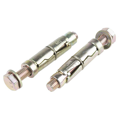 RS PRO Carbon Steel Shield Anchor Loose Bolt M12 x 75mm, 20mm Fixing Hole