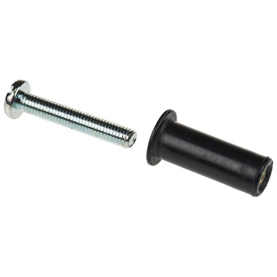 RawlPlug Black Rubber, Steel Wall Plug, 26.1mm Length, 10mm Fixing Hole Diameter