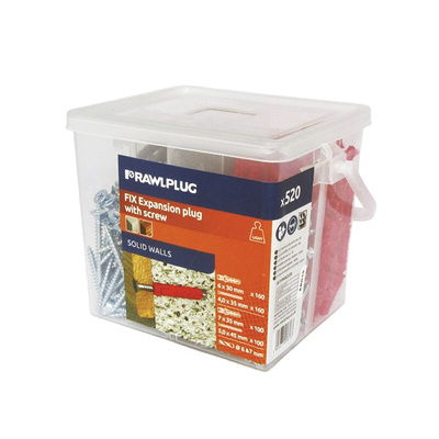 RawlPlug Nylon, Steel Wall Plug, 28mm Length, 6mm Fixing Hole Diameter