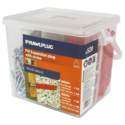 RawlPlug Nylon, Steel Wall Plug, 28mm Length, 6mm Fixing Hole Diameter