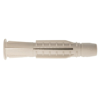 RS PRO Natural Plastic Wall Plug, 50mm Length, 8mm Fixing Hole Diameter