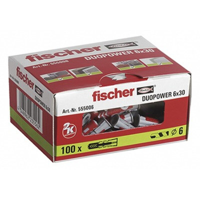 Fischer Fixings Nylon Screw Anchor 30mm, 6mm Fixing Hole