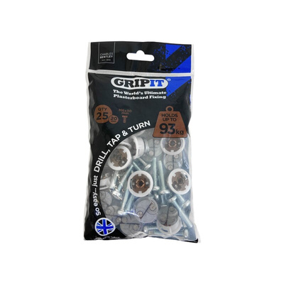 Gripit Brown Plastic, Steel Plasterboard Fixings, 20mm fixing hole diameter